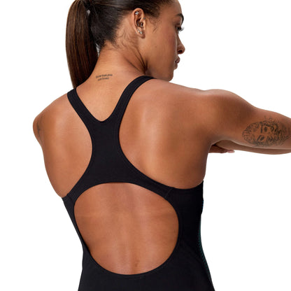 Speedo Womens Digital Printed Medalist One Piece - Black/Teal