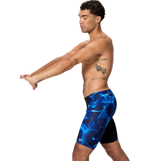Speedo Mens Placement Vcut Jammer  - Black/Cobalt Blue