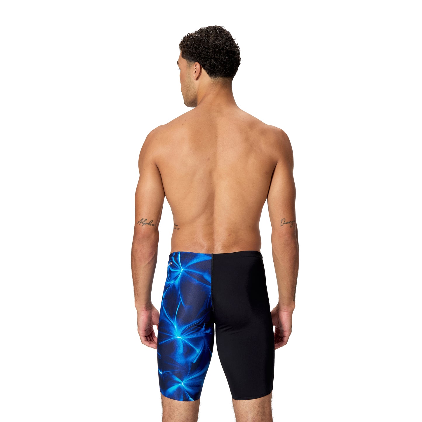 Speedo Mens Placement Vcut Jammer  - Black/Cobalt Blue
