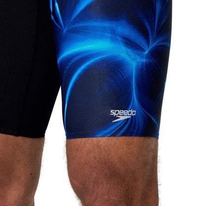Speedo Mens Placement Vcut Jammer  - Black/Cobalt Blue