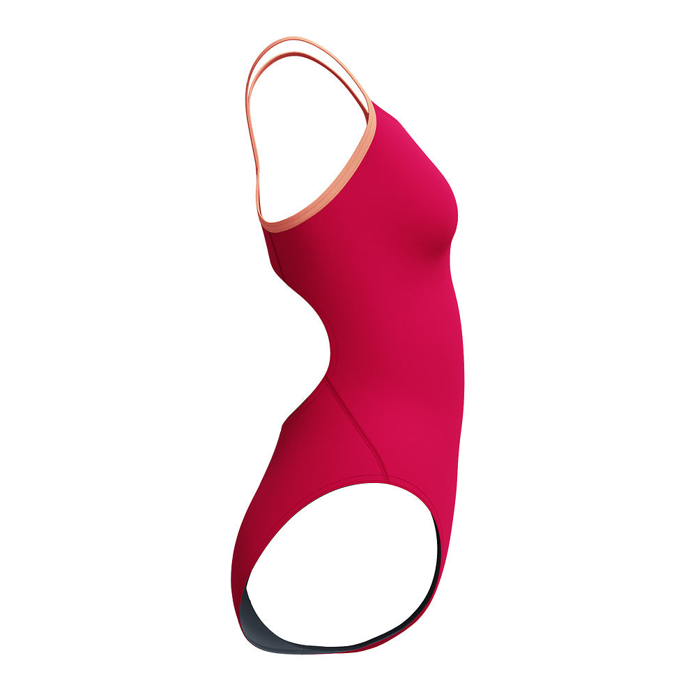 Speedo Womens Solid Flyback 2.0 One Piece - Red