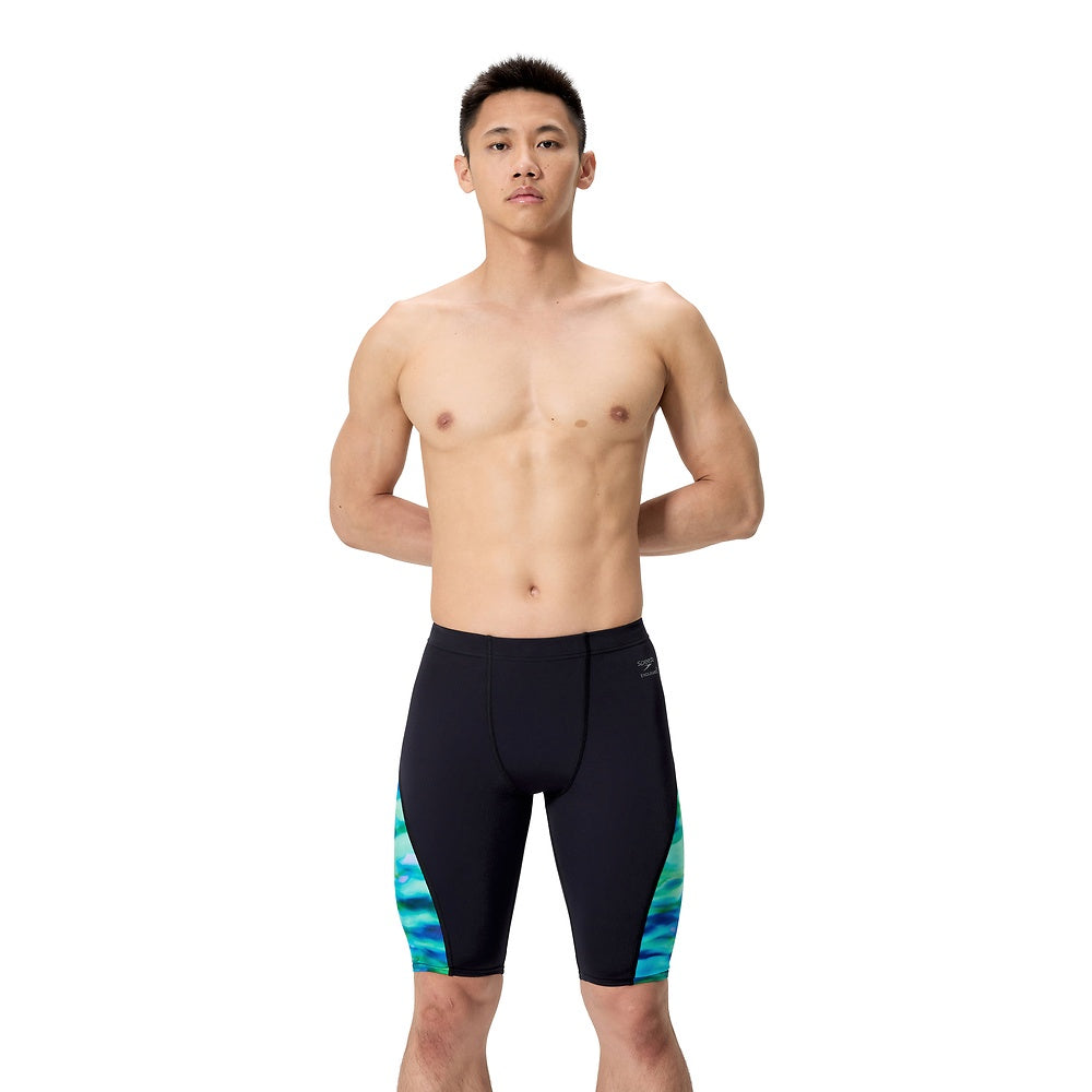 Speedo Mens Spliced Printed Jammer - Sunset Grove/Black