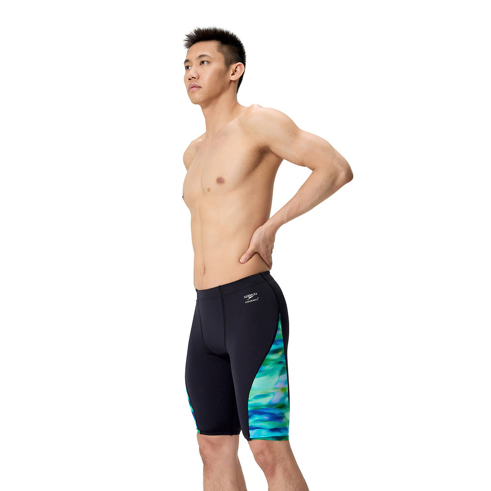 Speedo Mens Spliced Printed Jammer - Sunset Grove/Black