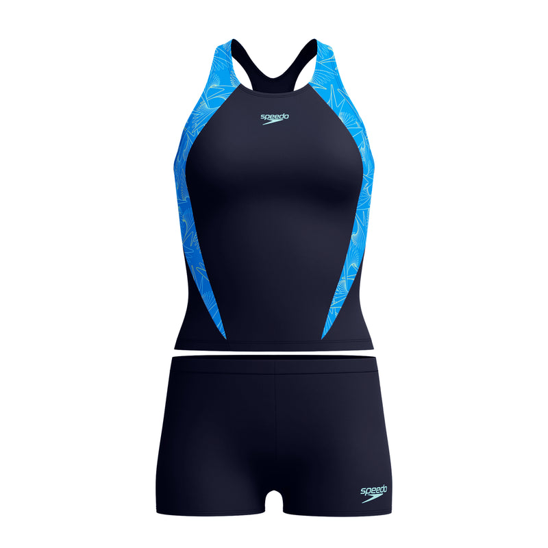Speedo Womens Hypeerboom Splice Tankini 2 Piece - Navy/Azure