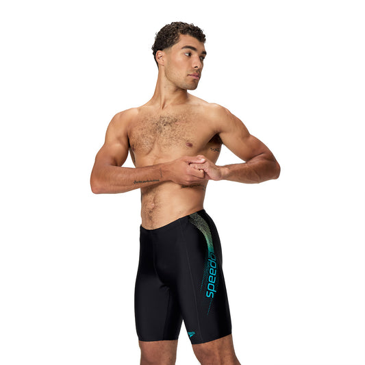 Speedo Mens Sport Logo Jammer - Black/Myan Blue