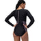 Speedo Womens Colourblock Long Sleeve Zip Back One Piece - Black
