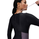 Speedo Womens Colourblock Long Sleeve Zip Back One Piece - Black