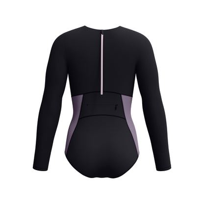 Speedo Womens Colourblock Long Sleeve Zip Back One Piece - Black