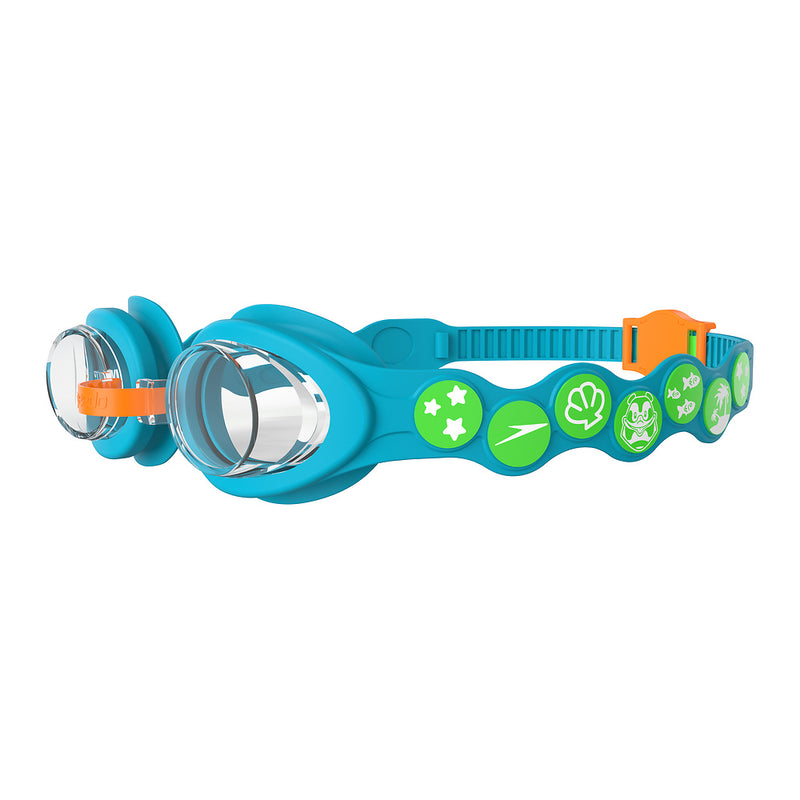 Speedo Infant Spot Swim Goggle 2 - 6 Years - Azure Blue/Fluro Green/Fluro Orange/Clear