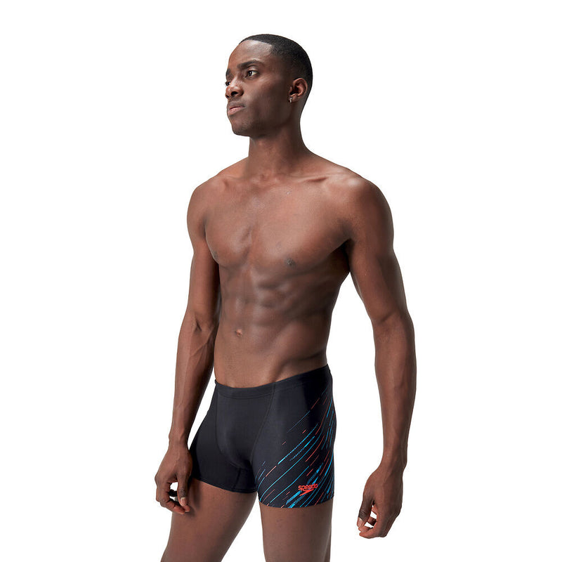 Speedo Mens Hyperboom V-Cut Aquashort - Black /Picton Blue /Siren Red