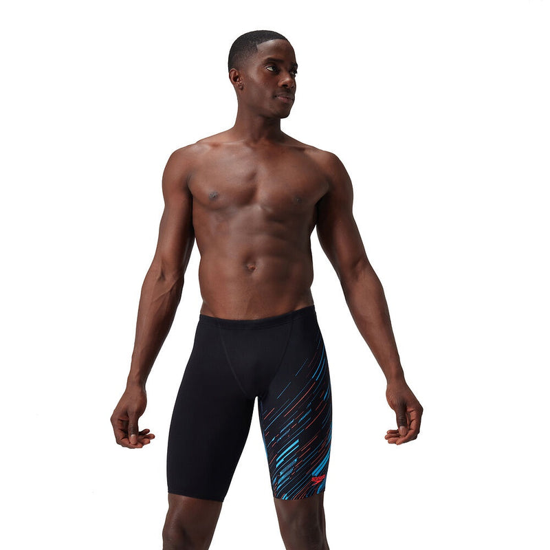 Speedo Mens Hyperboom V-Cut Jammer - Black /Picton Blue /Siren Red