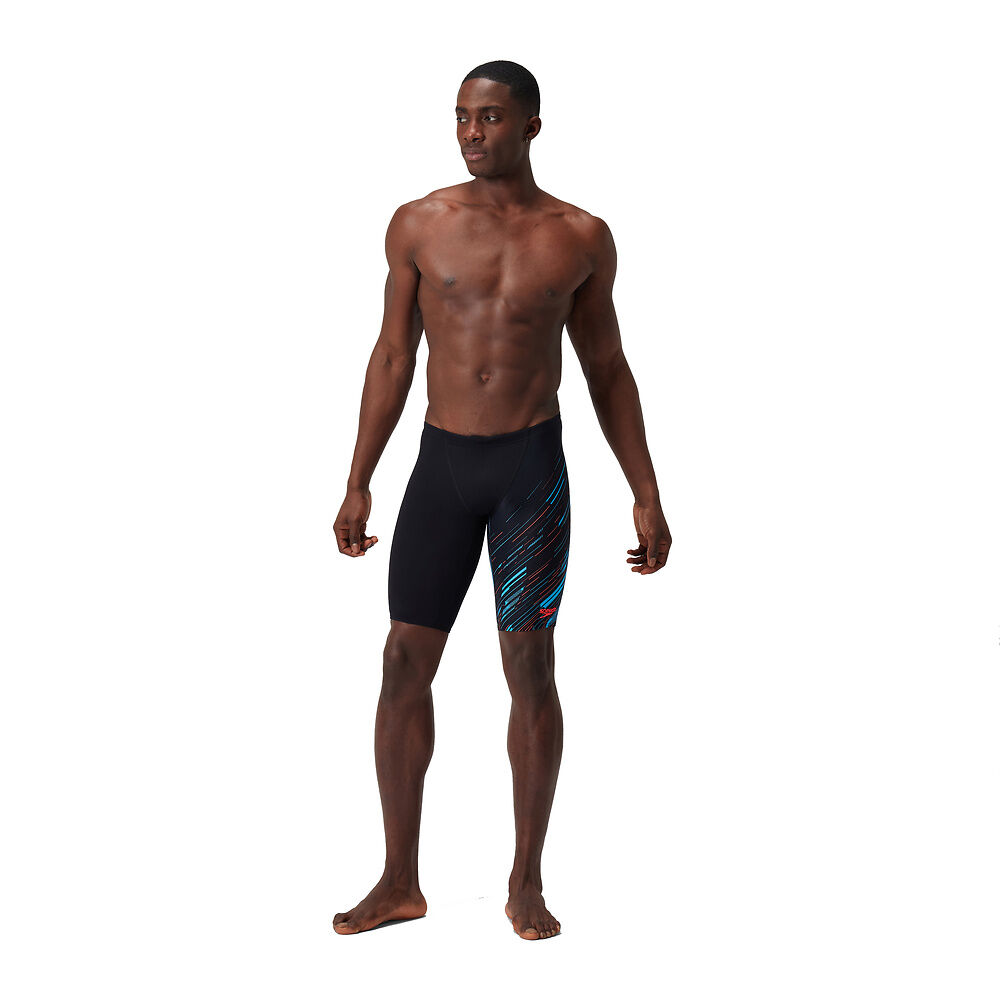 Speedo Mens Hyperboom V-Cut Jammer - Black /Picton Blue /Siren Red