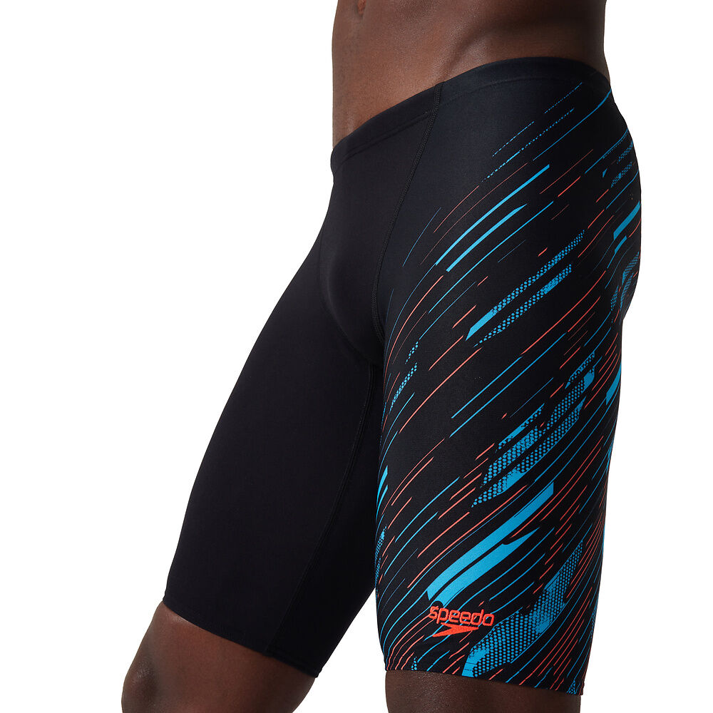 Speedo Mens Hyperboom V-Cut Jammer - Black /Picton Blue /Siren Red