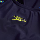 Speedo Girls Printed Leaderback Legsuit - Black/Cobalt Pop/Bolt/Lemon Drizzle