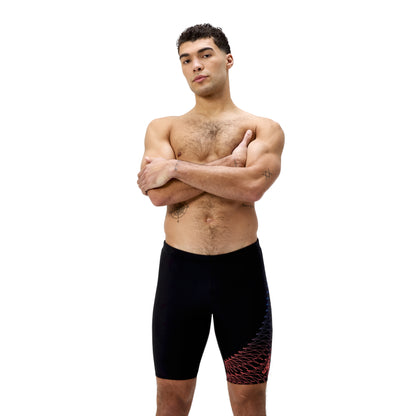Speedo Mens Medley Logo Jammer - Black/Neon Coral