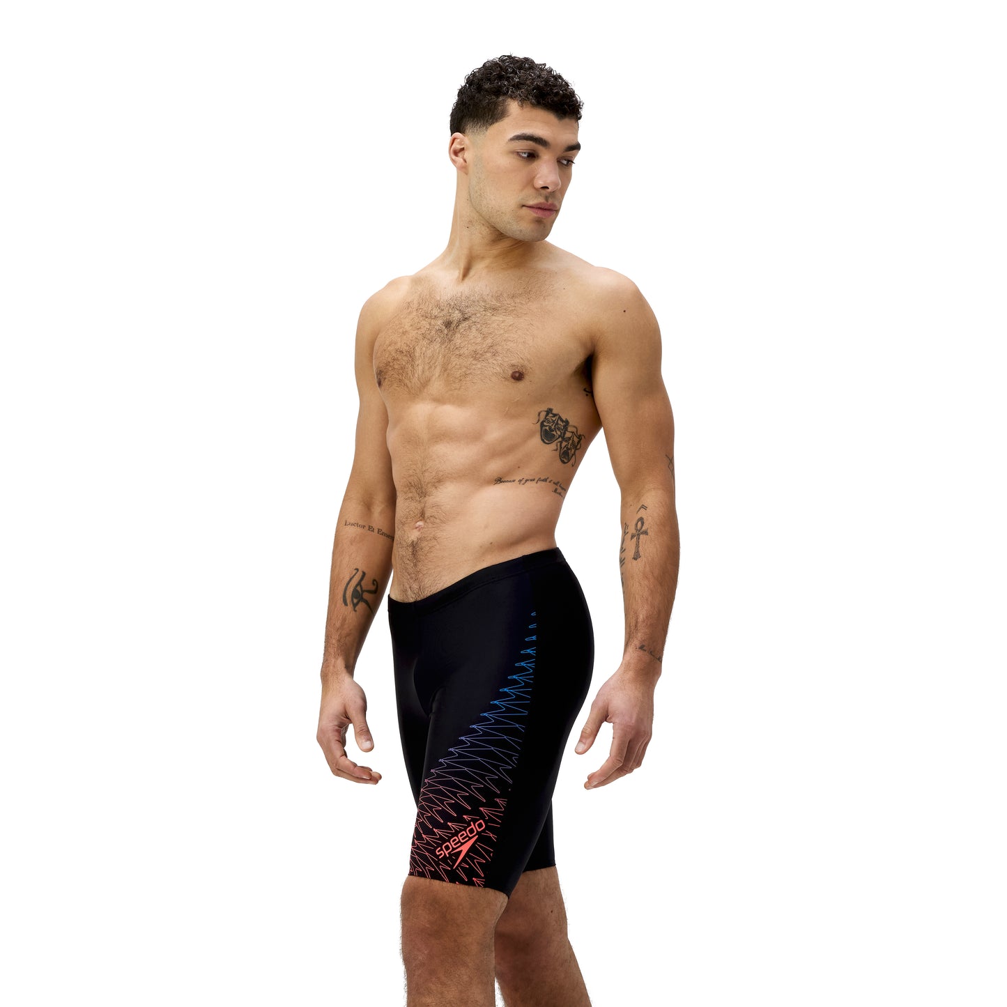 Speedo Mens Medley Logo Jammer - Black/Neon Coral