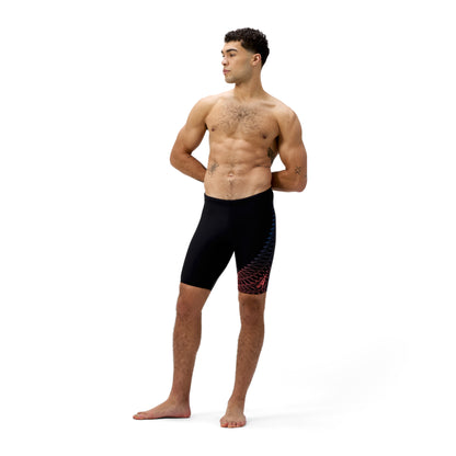Speedo Mens Medley Logo Jammer - Black/Neon Coral
