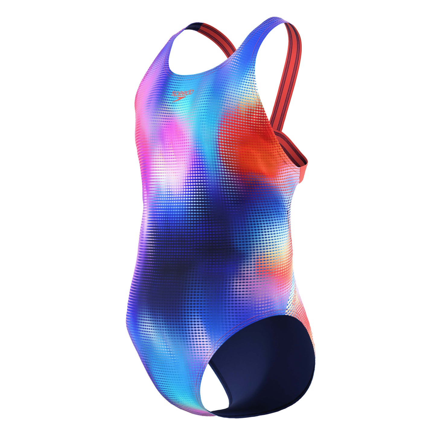 Speedo Junior Girls All Over Print Leaderback One Piece - Post It Pink
