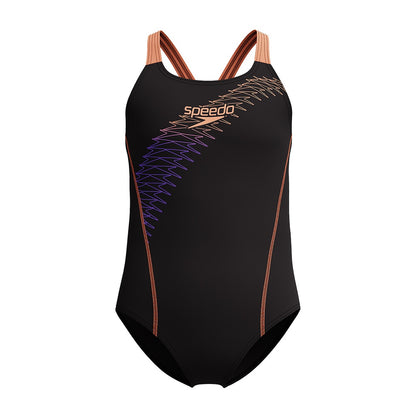 Speedo Girls Medley Logo Medalist One Piece - Bright Peach