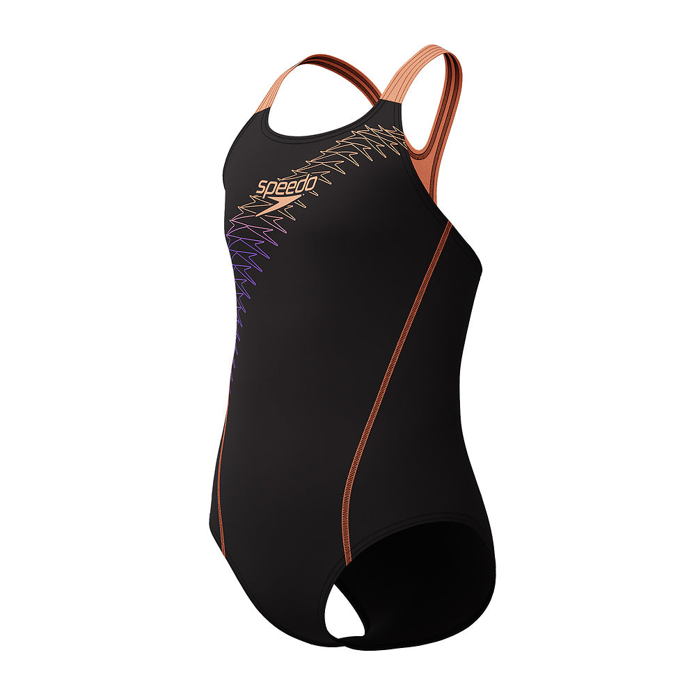 Speedo Girls Medley Logo Medalist One Piece - Bright Peach