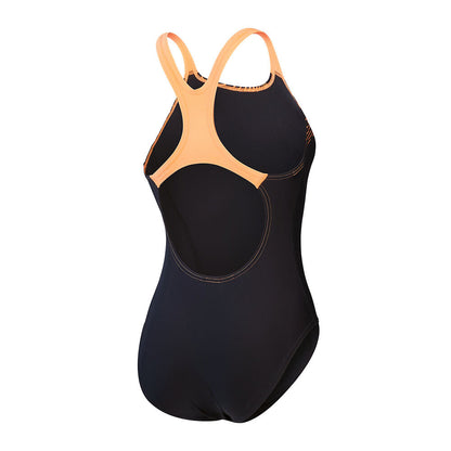 Speedo Womens Medley Logo One Piece - Black/Nectarine