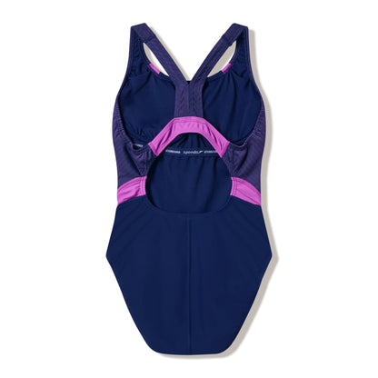 Speedo Womens Quantum Rib Splice One Piece - Peacoat/Neon Jelly