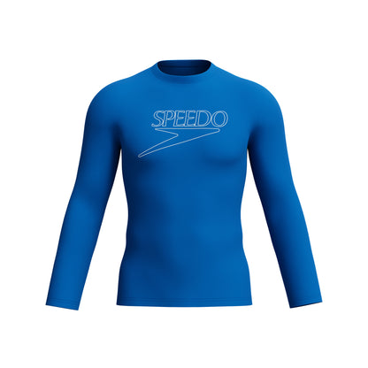 Speedo Mens Endurance+ L/S Logo Rash Guard - Blue