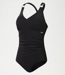 Speedo Womens Shaping V Neck One Piece - Black