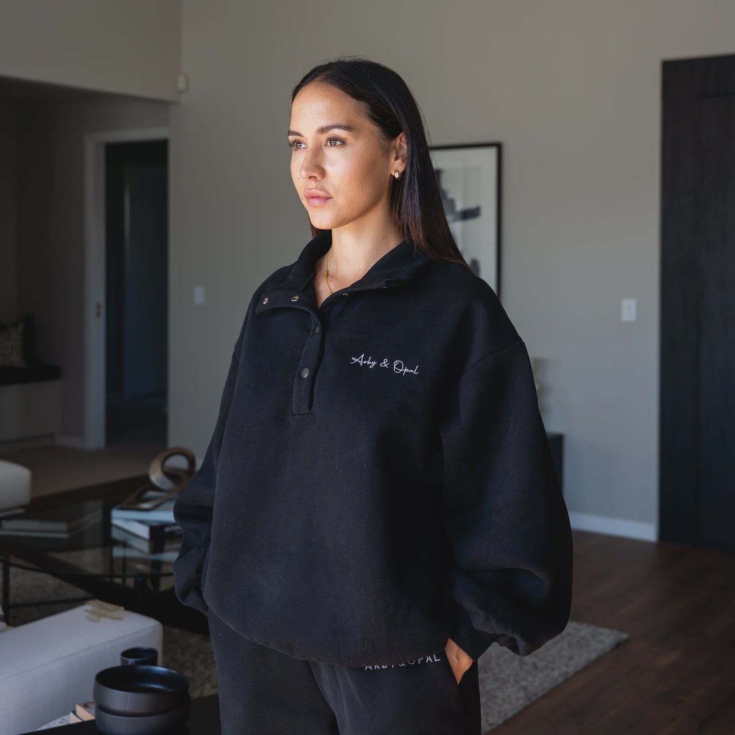 Arby & Opal Dome Button Pullover - Black