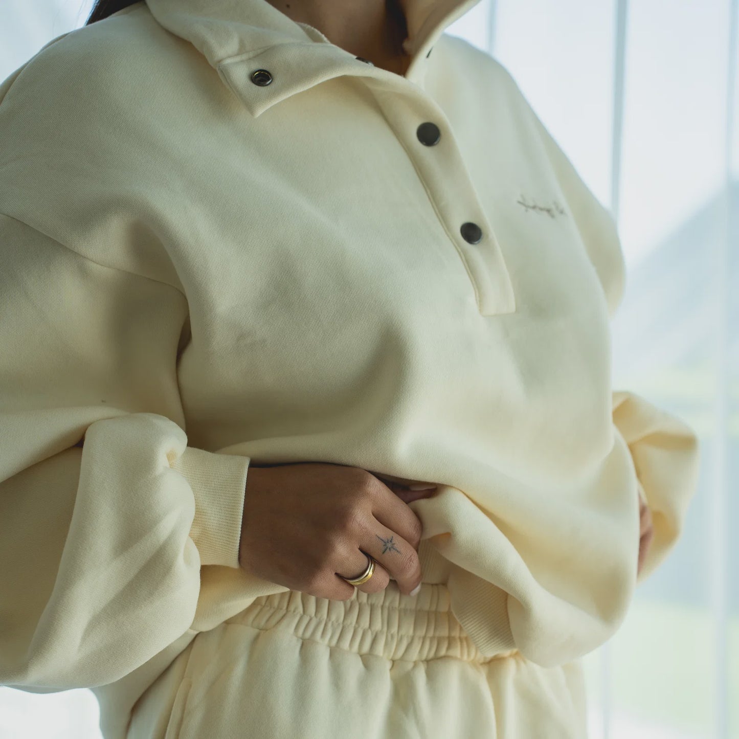 Arby & Opal Dome Button Pullover - Buttercream