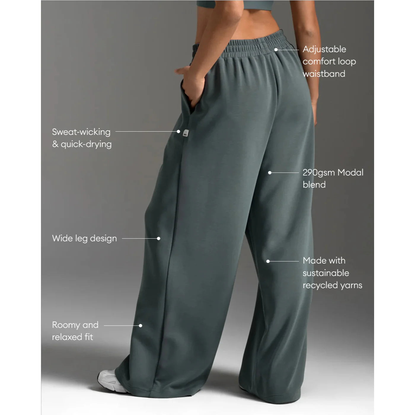 2XU Womens Wonderluxe SandWashed Wide Pants - Dark Sage