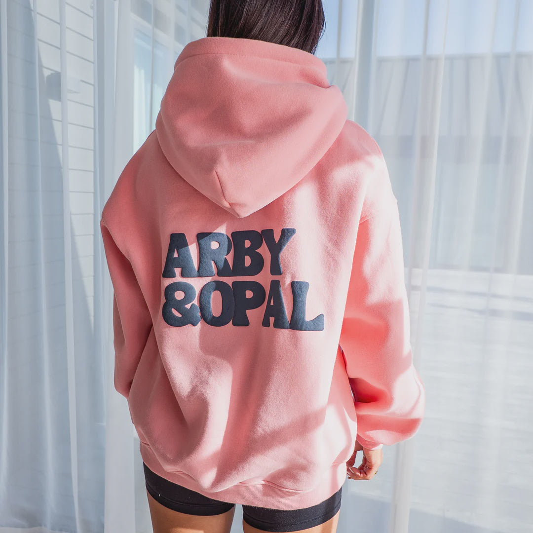 Arby & Opal Unisex Staple Puff Hoodie - Candy Pink/Navy