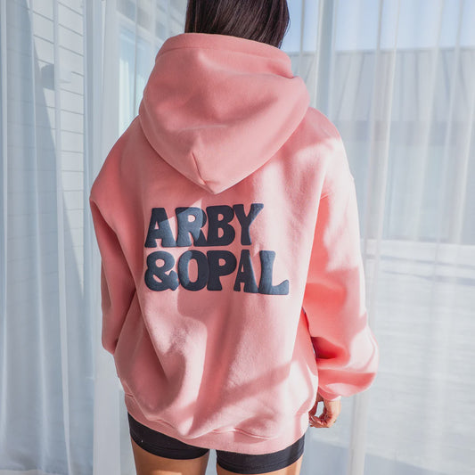 Arby & Opal Unisex Staple Puff Hoodie - Candy Pink/Navy