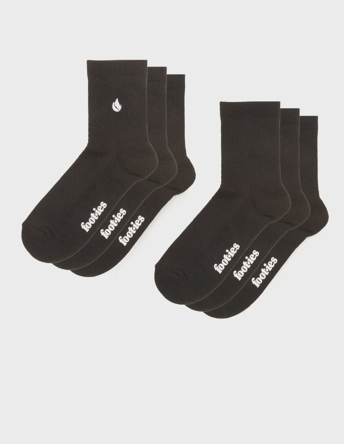 foot-ies Blaze Half Crew Sneaker Sock Black 3-Pack
