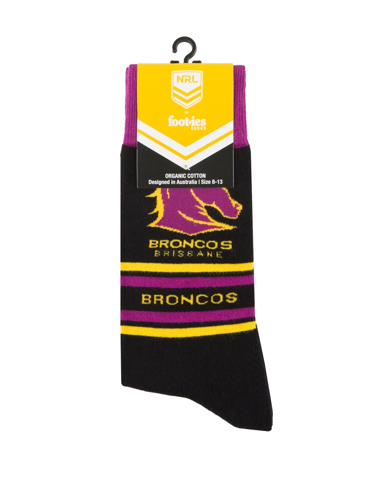 foot-ies socks NRL Brisbane Broncos Stripe Organic Cotton Socks