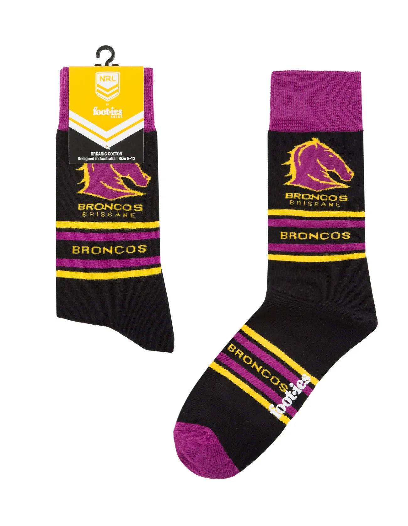 foot-ies socks NRL Brisbane Broncos Stripe Organic Cotton Socks