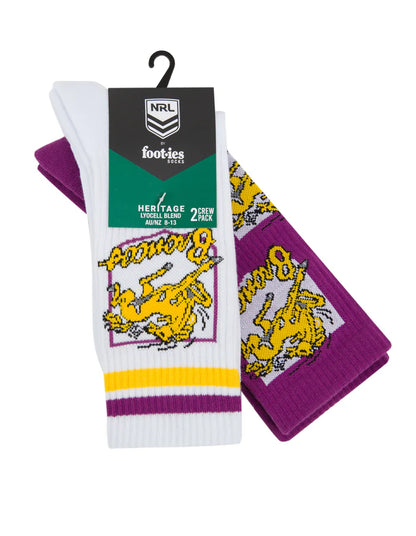 foot-ies socks NRL Brisbane Broncos Retro Sneaker Sock - 2 Pack