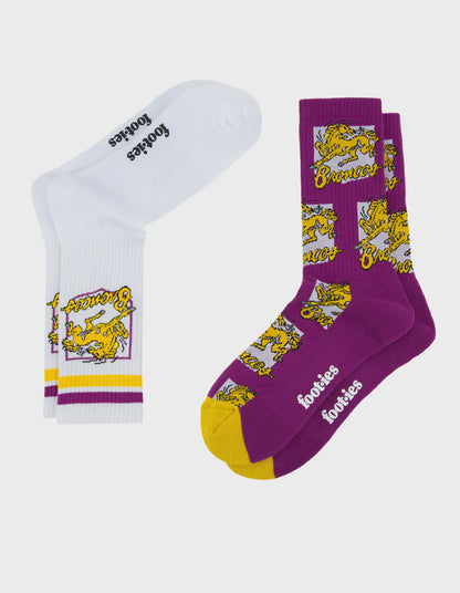 foot-ies socks NRL Brisbane Broncos Retro Sneaker Sock - 2 Pack