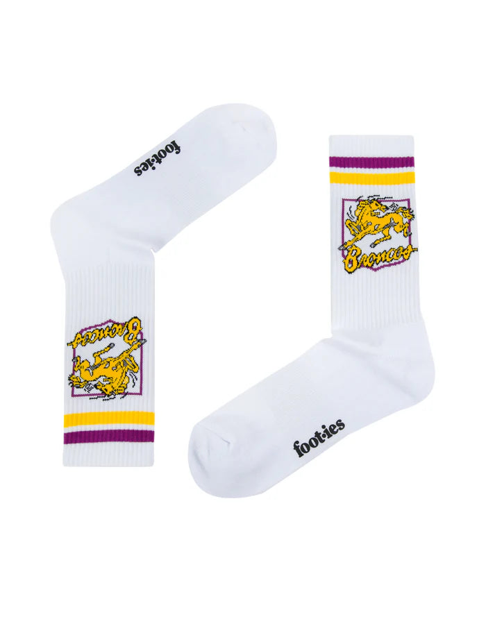 foot-ies socks NRL Brisbane Broncos Retro Sneaker Sock - 2 Pack