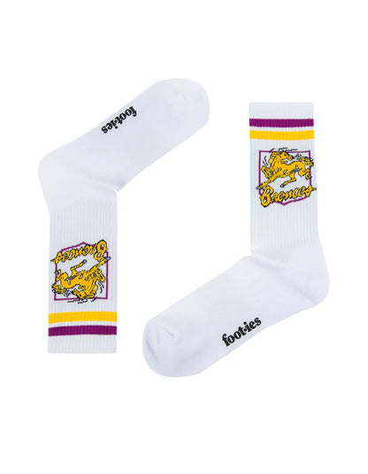foot-ies socks NRL Brisbane Broncos Retro Sneaker Sock - 2 Pack