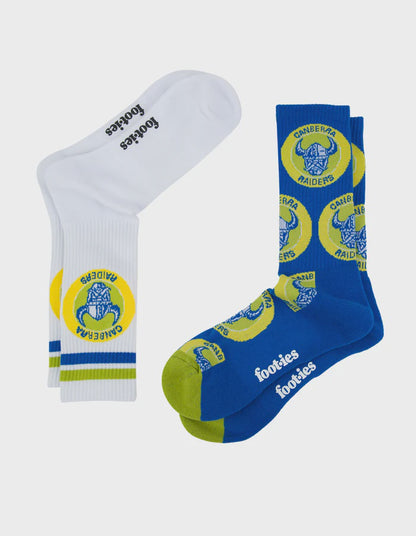 foot-ies socks NRL Canberra Raiders Retro Sneaker Sock - 2 Pack