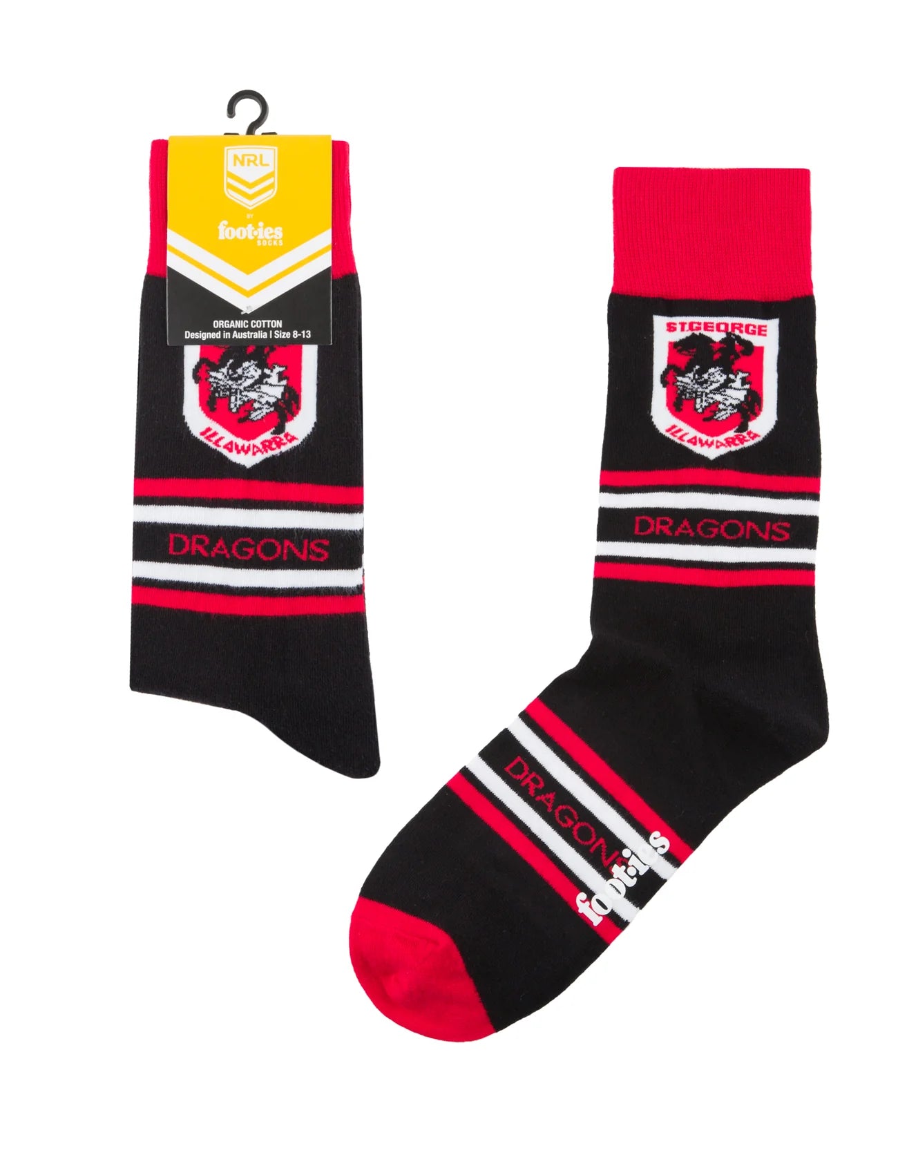 foot-ies socks NRL St George Illawarra Dragons Stripe Organic Cotton Socks