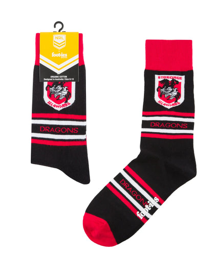 foot-ies socks NRL St George Illawarra Dragons Stripe Organic Cotton Socks