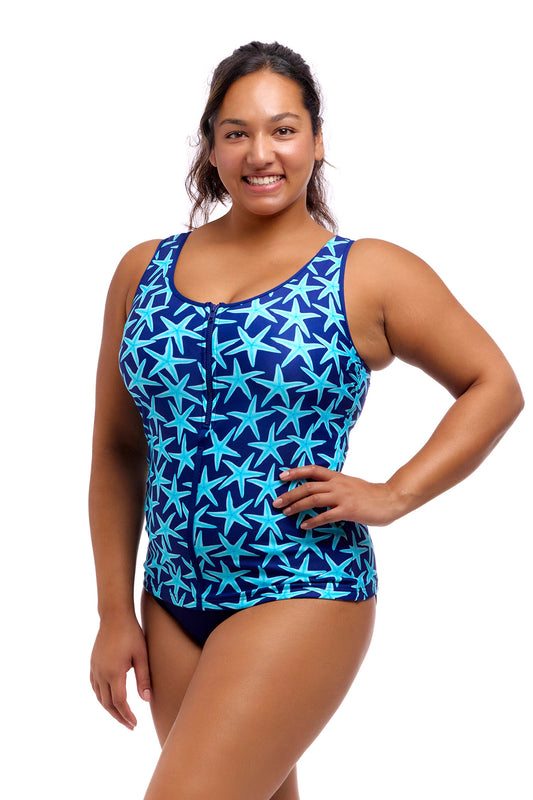 Funkita Ladies Zip Front Tankini Top - See Stars