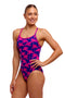 Funkita Womens Diamond Swim Secure One Piece - Pinky Palms