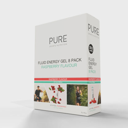 PURE Fluid Energy Gel - Raspberry + Caffeine - 8 Pack