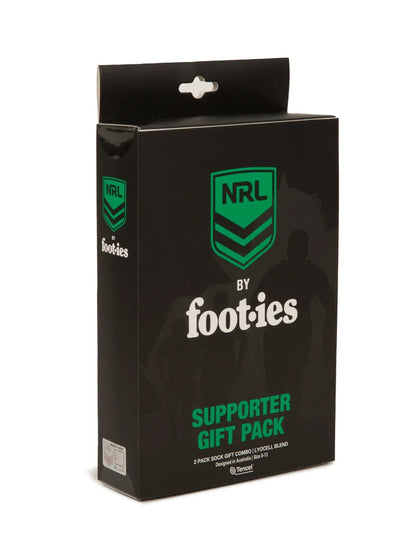 Black NRL Supporter Gift Pack packaging by foot-ies.