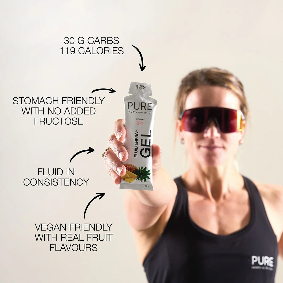 PURE Fluid Energy Gel - Raspberry + Caffeine - 8 Pack