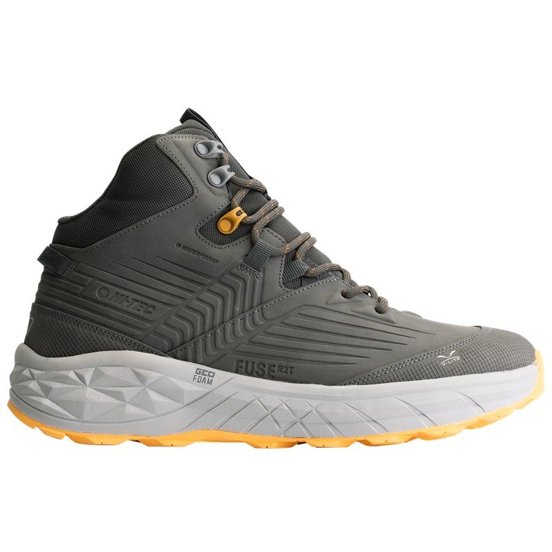 Hi-Tec Mens Geo Fuse Trek Mid WP Tramping Boot - Steel/Marigold