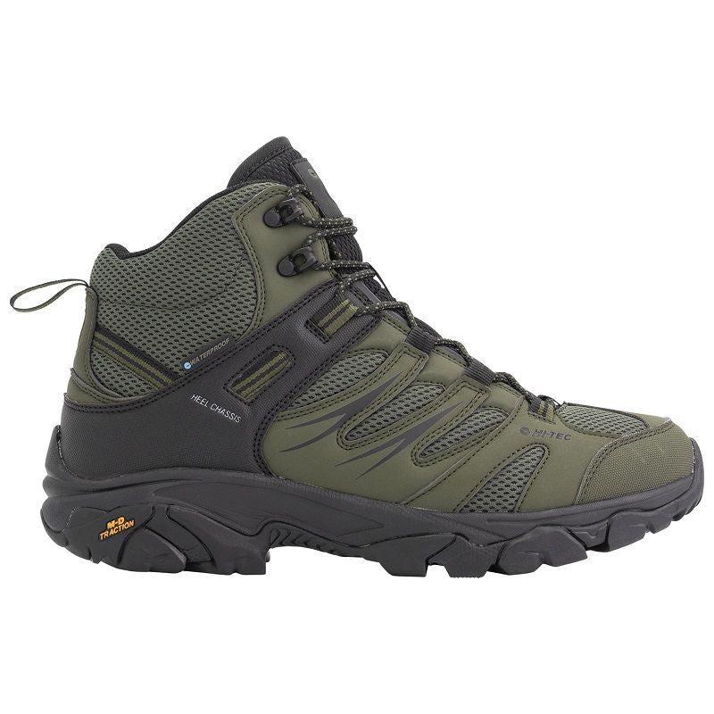 Hi-Tec Mens Tarantula Mid WP Tramping Boot - Black/Olive/Night